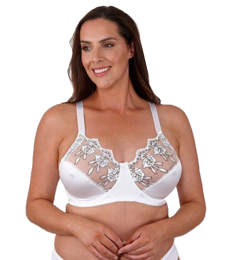 Non Padded Fleur Embroidered Underwired Full Cup Bra – Sonadora